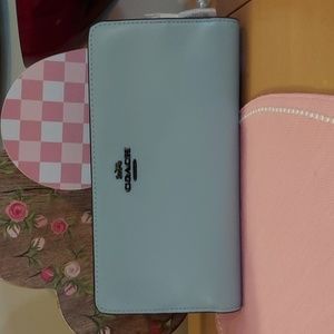 NWT Coach Skinny Wallet in Aqua/Pewter